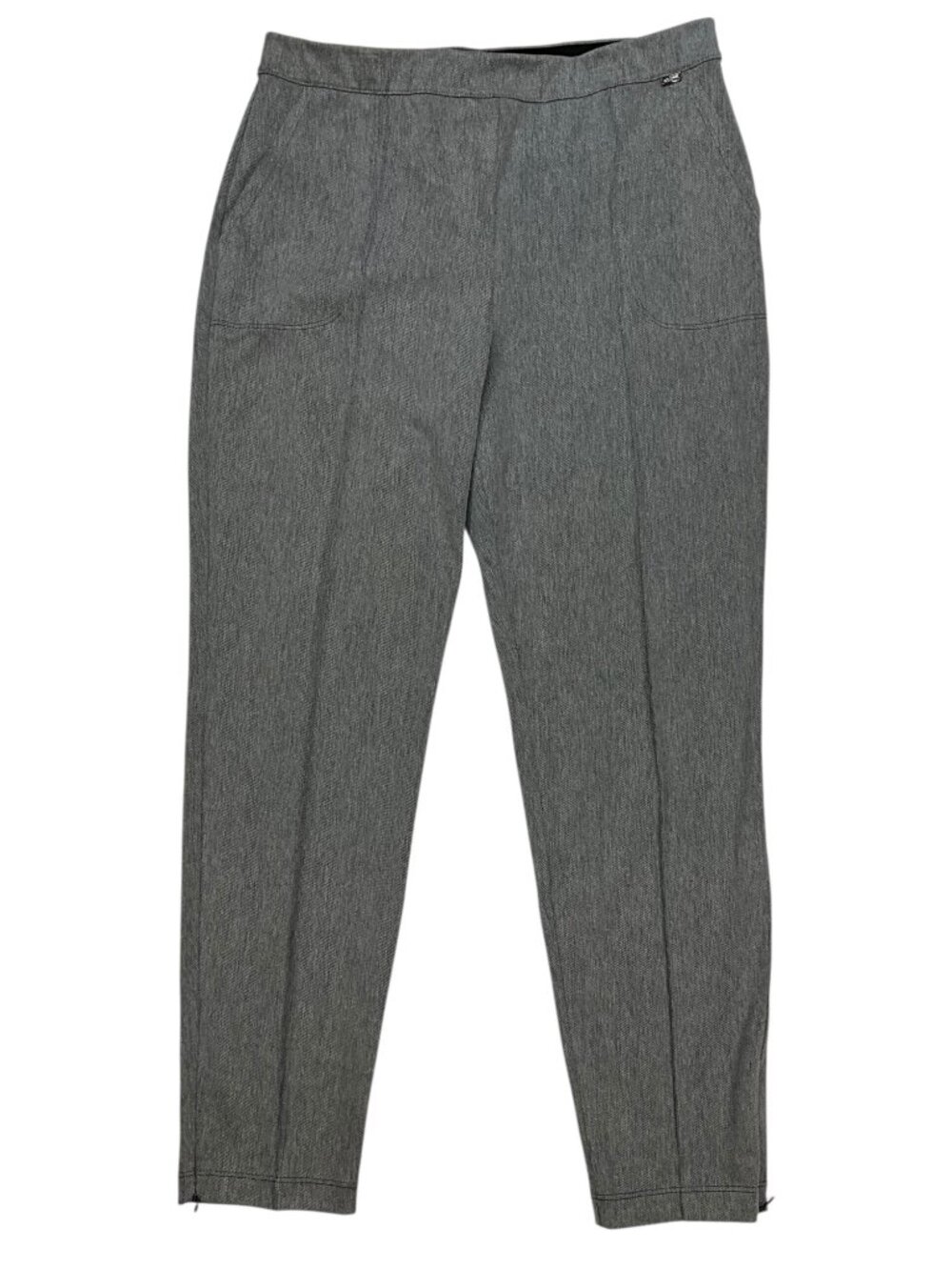 St. John Slim Pant 12 Gray Ankle Zip Pull On High Rise Quiet Luxury